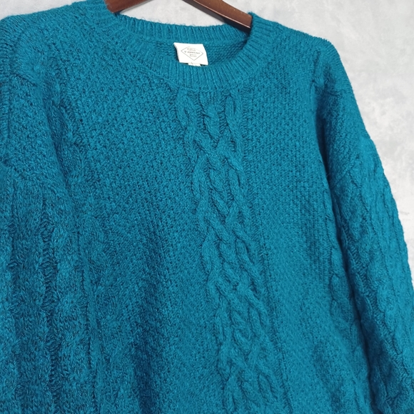 NWT St. John’s Bay Teal Cable Knit Pullover XL Cozy Soft Stretch Winter Sweater - Picture 4 of 13